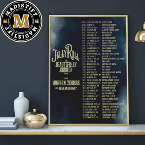 Jelly Roll 2024 The Beautifully Broken Tour List Date Home Decor Poster Canvas