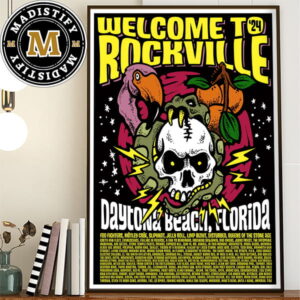 2024 Welcome To Rockville Official Lineup Everglade Litho Daytona Beach Florida Home Decor Poster Canvas