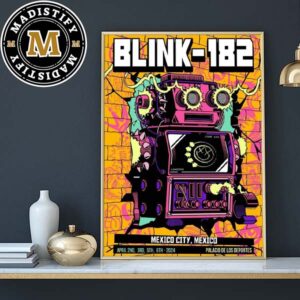 Blink-182 Mexico City Event Poster Mexico At Palacio De Los Deportes On April 2nd-6th 2024 Home Decor Poster Canvas