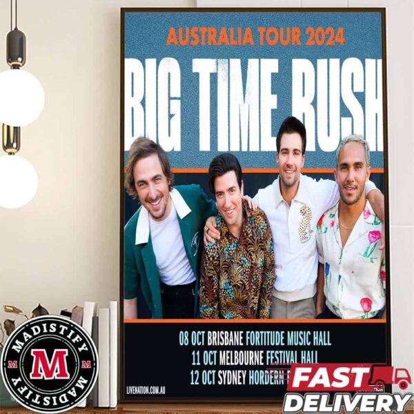 Big Time Rush Australia Tour 2024 Schedule List Date Home Decoration Poster Canvas