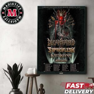 Cancer Culture Over North America 2024 With Decapited And Septicfles Band And Kataklysm And Allegaeon Schedule List Home Decor Poster Canvas