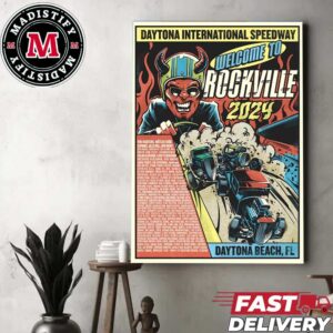 Daytona Beach FL Welcome To Rockville Daytona International Speedway Line Up 2024 Home Decor Poster Canvas