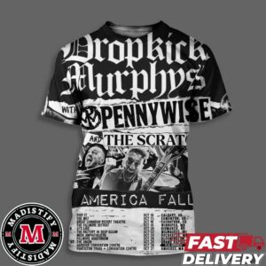 Dropkick Murphys Tour North America Fall 2024 Schedule List Date With Pennywise And Scratch All Over Print Essentials T-Shirt