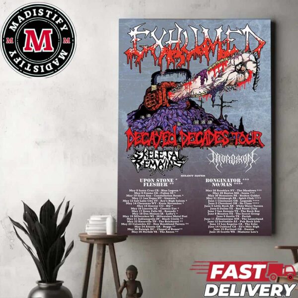 Exhumed Decayed Decades Tour 2024 Starts May 8 Home Decor Poster Canvas