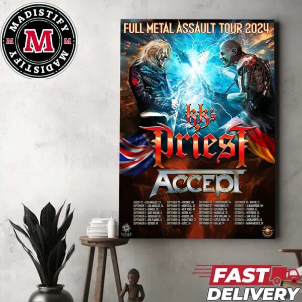 Full Metal Assault Tour 2024 KKs Priest Of Accept Tour 2024 Schedule List Date Home Decor Poster Canvas