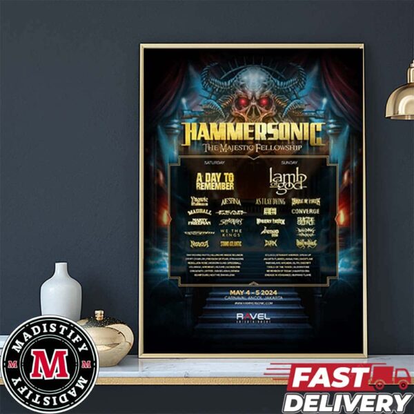 Hammersonic The Majestic Fellowship Line Up May 4-5 2024 Home Decor Poster Canvas