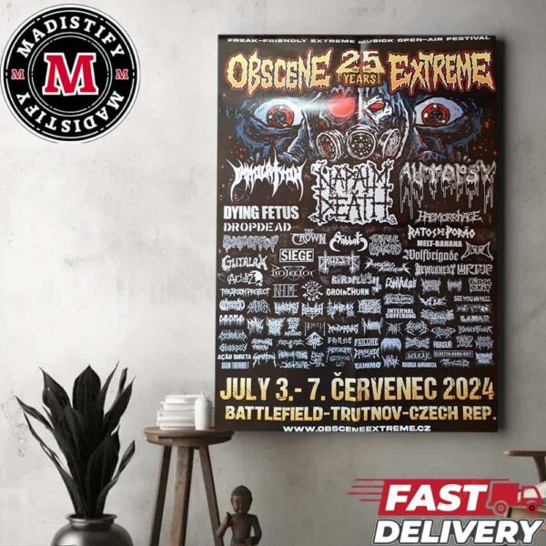 Obscene Extreme 25 Years Festival And Full Band Starts on July 3 At Cervenec 2024 Home Decor Poster Canvas
