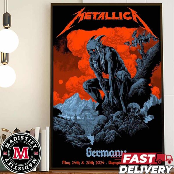 Official Poster Metallica In Germany On May 2024 At Olympiastadion Munich Alemania Home Decoration Poster Canvas