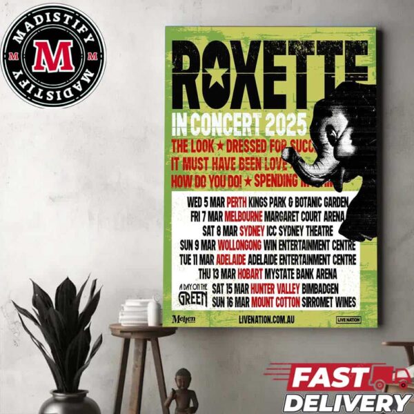 Roxette In Concert 2025 At Australia Schedule List Home Decor Poster Canvas