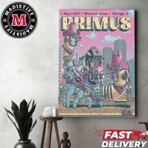The Limited Poster For Tonight’s Show In Chicago IL For Primus May 1 2024 Wintrust Arena Home Decor Poster Canvas
