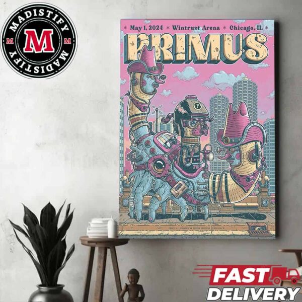 The Limited Poster For Tonight’s Show In Chicago IL For Primus May 1 2024 Wintrust Arena Home Decor Poster Canvas