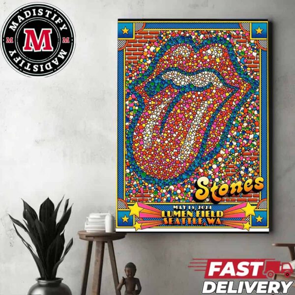 The Rolling Stones May 15 Lumen Field Seattle WA Tour 2024 Merchandise Limited Edition Home Decor Poster Canvas
