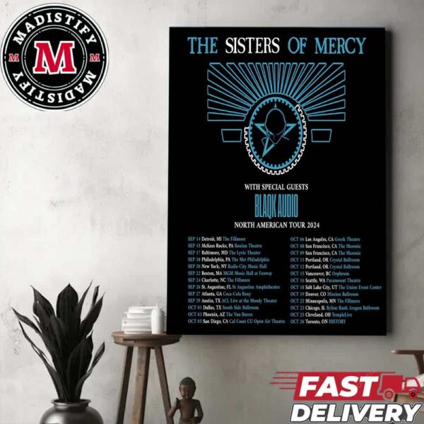 The Sisters Of Mercy With Special Guests Blaqk Audio North American Toir 2024 Schedule List Date Home Decor Poster Canvas