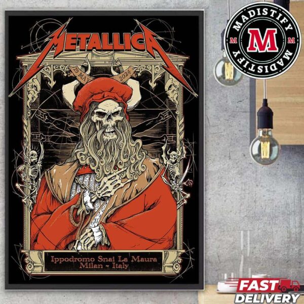 Tonight At Milan First Night Days Milano At Ippodromo Snai La Maura First No Repeat Weekend Of 2024 Metallica M72 Milan Met On Tour May 29 2024 In Italy Home Decoration Poster Canvas