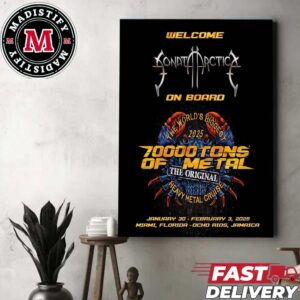 Welcome Sonata Arctica On Board The World’s Biggest 2025 The Original Heavy Metal Cruise 70000Tons Of Metal On January And February At Miami And Florida And Jamaica Home Decor Poster Canvas