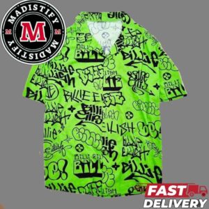 Billie Eilish x Freak City Graffiti Neon Green Summer Collection Button Up Unisex Hawaiian Shirt