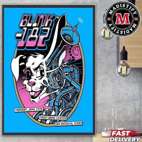 Blink-182 Monday June 24th Frost Bank Center San Antonio Texas Welcome To The Blink Fam One More Time Tour 2024 Home Decor Poster Canvas