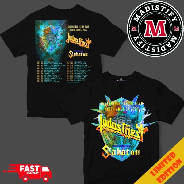 Judas Priest Invincible Shield Tour North America 2024 With Special Guest Sabaton On September And October 2024 Schedule List Date Unisex Two Sides T-Shirt