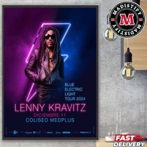 Lenny Kravitz Blue Electric Light Tour 2024 At Coliseo Medplus On December 11 Home Decor Poster Canvas