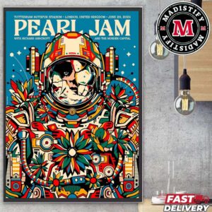 Merch Poster For Pearl Jam Conver In London 2024 At Tottenham Hotspurs Stadium United Kingdom On June 29 With Richard Ashcroft And The Murder Capital Art By Van Orton Home Decor Poster Canvas