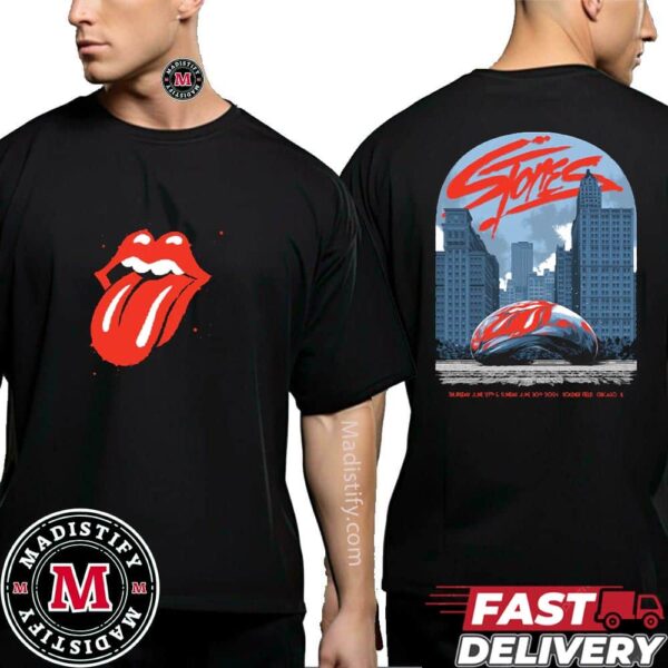 Merch Poster For The Rolling Stones Concert 2024 In Illinois On June 27th 30th At Soldier Field Chicago Two Side Unisex T-Shirt
