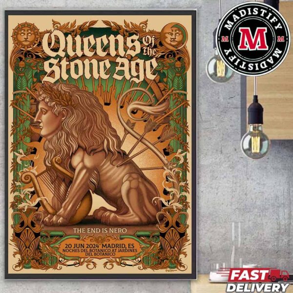Merch Poster Queens Of The Stone Age The End Is Nero June 20 2024 Madrid ES Noches Del Botanico At Jardines Del Botanico By Wildner Lima Artwork Home Decor Poster Canvas