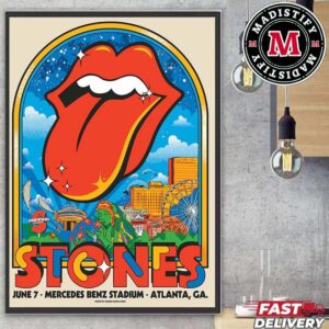 Official Poster The Rolling Stones In Atlanta GA 2024 On June 7 At Mercedes Benz Stadium Home Decoration Poster Canvas