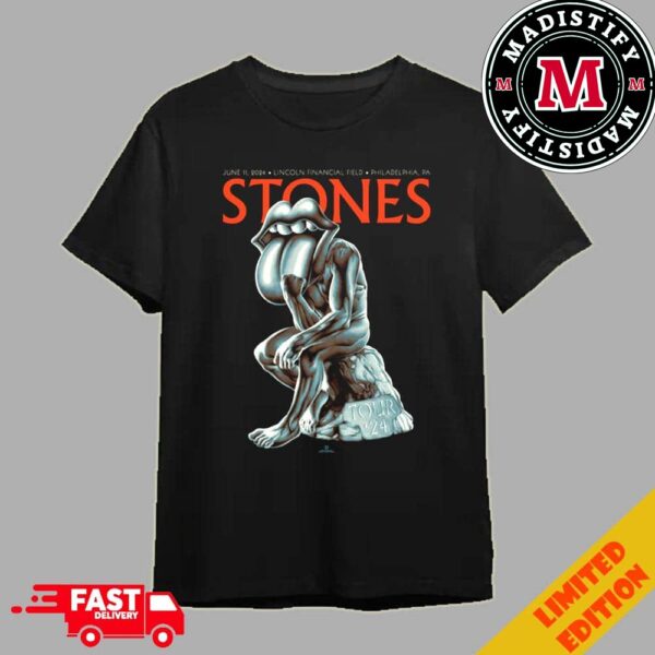 Poster The Rolling Stones philadelphia PA 2024 Lithograph On June 11 At Lincold Financial Unisex T-Shirt