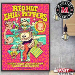 Red Hot Chili Peppers Wednesday June 26th 2024 Coastal Credit Union Music Park Raleigh North Carolina Concert Poster Home Decor Poster Canvas