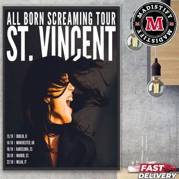 St Vincent All Born Screaming Tour 2024 On October Schedule List Date Home Decoration Poster Canvas