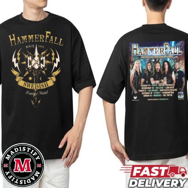 Swedish Metal Band HammerFall Australia Tour 2024 Schedule List Date Two Sides Essentials Unisex T-Shirt