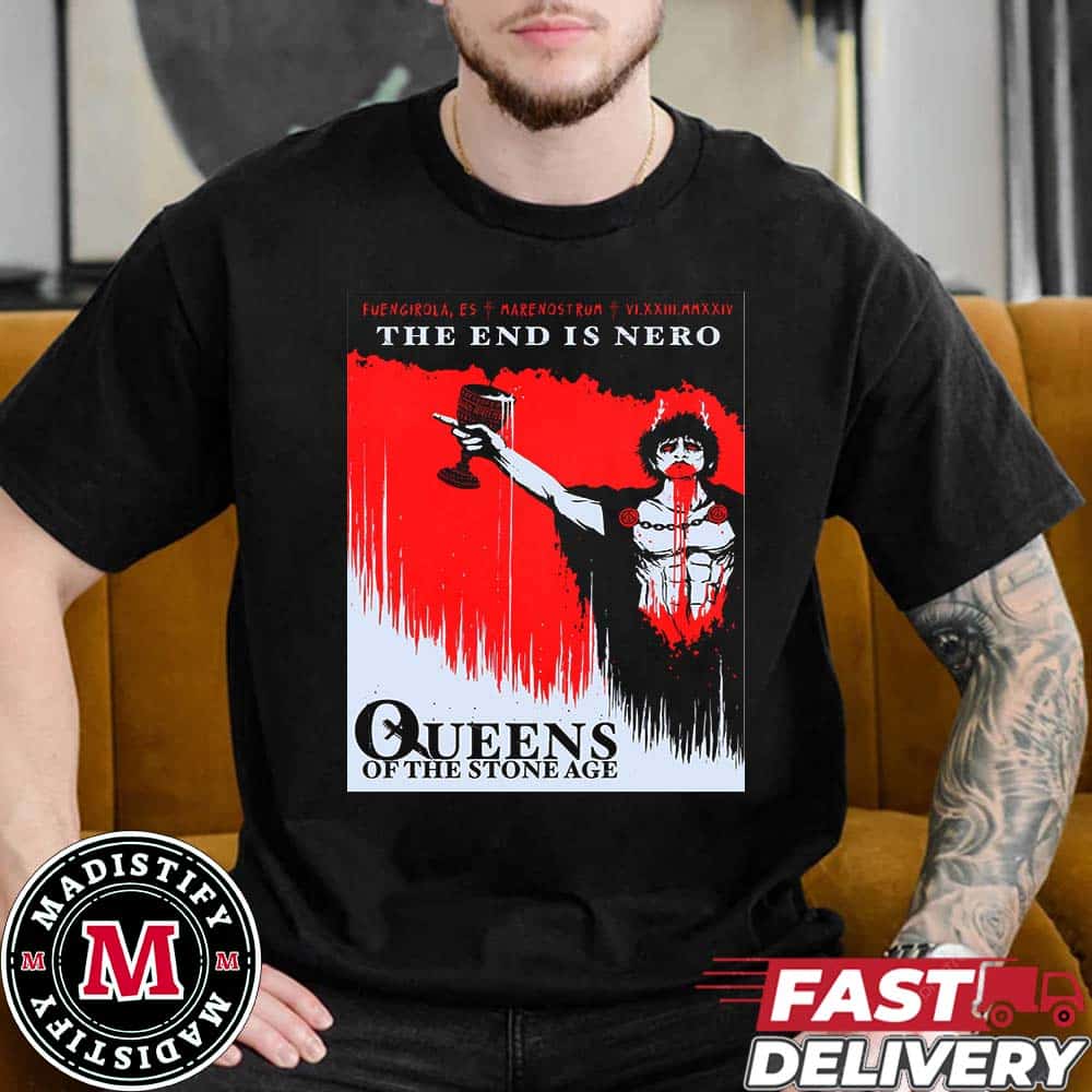 Tonight Fuengirola ES Marenostrum 23 June 2024 The End Is Nero Tour Queens Of The Stone Age Merchandise Poster Unisex Essentials T-Shirt