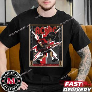 AC/DC Power Up London England Tour 2024 Event Merch Poster Black White And Red Version At Wembley Stadium On July 3rd And 7th 2024 Unisex Essentials T-Shirt