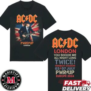 AC/DC Union Jack London 2024 Tour PWE Up Europe At Wembley Stadium On July 03 07 Unisex Two Sides T-Shirt