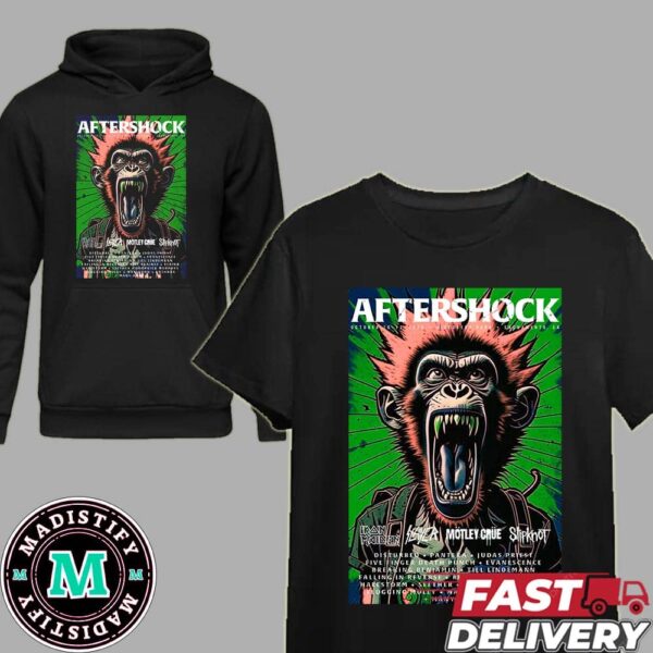 Aftershock Poster Contest October 10-13 2024 Discovery Park Sacramento CA Crazy Rock Monkey Metal Iron Maiden x Slayer x Motley Crue x Slipknot Line Up T-Shirt Hoodie