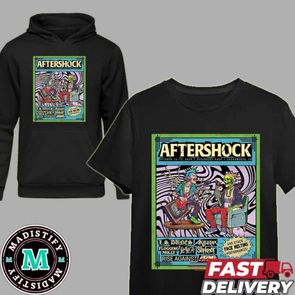 Aftershock Poster Contest October 10-13 2024 Discovery Park Sacramento CA Line Up And Other Face Melting Performances T-Shirt Hoodie