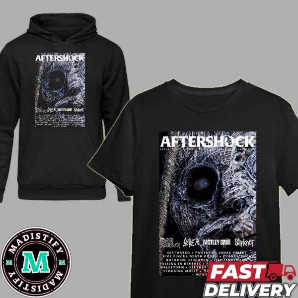 Aftershock Poster Contest October 10-13 2024 Discovery Park Sacramento CA Slipknot Mask Iron Maiden x Slayer x Motley Crue Line Up T-Shirt Hoodie