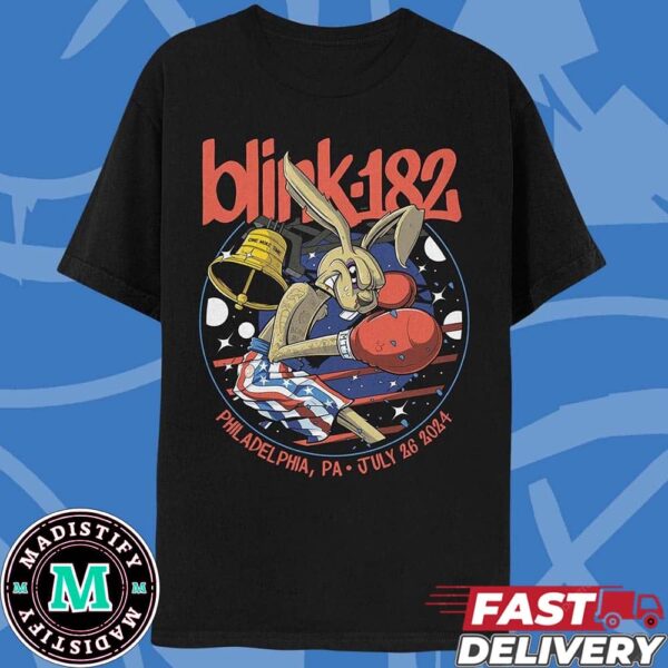 Artwork For Tonight’s Blink-182 Show In Philadelphia PA July 26 2024 One More Time Tour Boxing Style T-Shirt