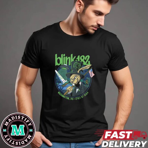 Blink-182 x Greenville SC July 29 2024 Swamp Rabbits Creature From The Black Lagoon Style One More Time Tour T-Shirt