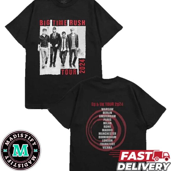 Big Time Rush Tour 2024 Merchandise Tour Stops Walk In The Rain T-Shirt