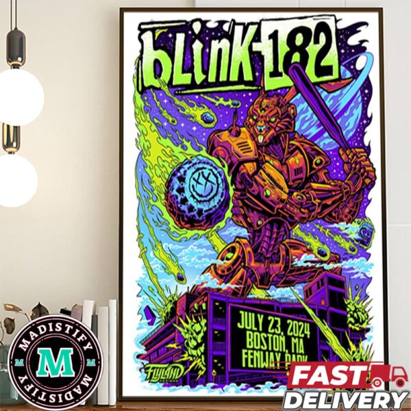 Blink-182 July 23 2024 One More Time Tour At Boston MA Fenway Park Poster Concert Poster Canvas