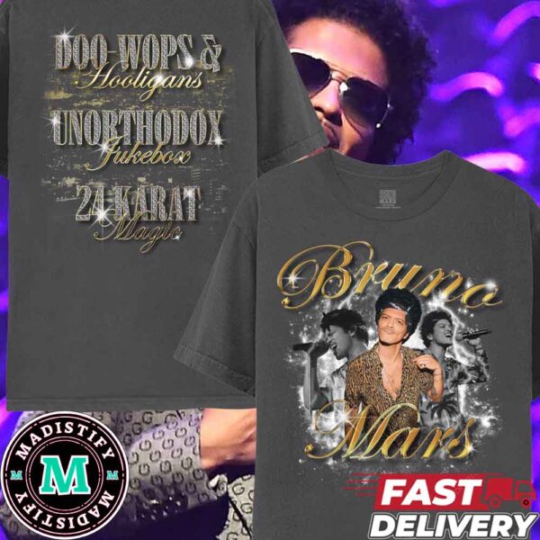 Bruno Mars Concert 2024 24K Magic World Tour Bootleg Two Sides Merchandise T-Shirt