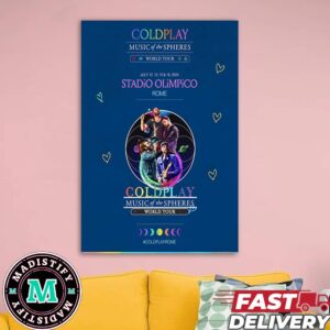 Coldplay Music Of The Spheres World Tour July 12-13-15-16 2024 Stadio Olimpico Rome Home Decorations Poster Canvas