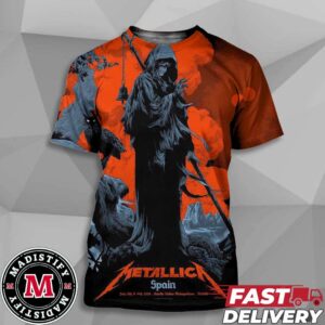 Final Print Of Series From Ken Taylor Art Part 5 Madrid Pop Shop Metallica At Spain Espacio Ventas July 12 And 14 2024 M72 World Tour No Repeat Weekend Unisex All Over Print Tee Shirt