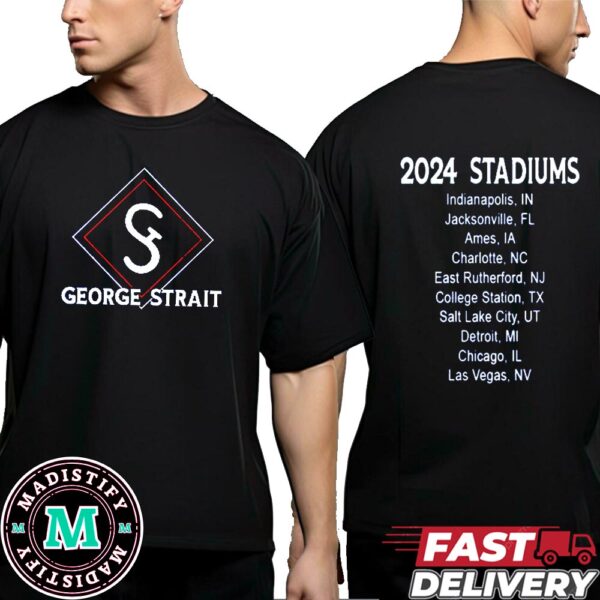 George Strait Merchandise Diamond Logo 2024 Stadiums Tour Stops Two Sides T-Shirt