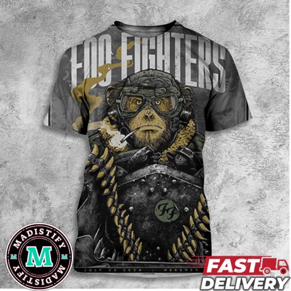 Hershey Are You Ready Foo Fighters July 23 2024 At Hersheypark Stadium Poster Concert Monkey Armed Force All Over Print T-Shirt