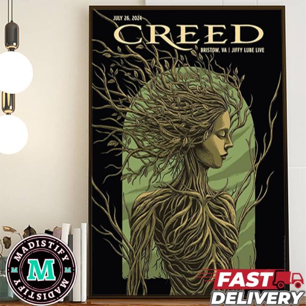 Limited Edition Poster For Creed’s Concert In Bristow July 26 2024 Bristow VA Jiffy Lube Live Poster Canvas