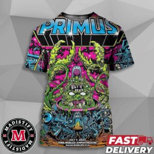 Limited Poster For Primus July 7th 2024 Vina Robles Amphitheatre Paso Robles CA Show Unisex All Over Print Tee Shirt