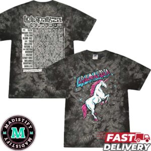 Lollapalooza At Grant Park Chicago IL Aug 1-4 2024 Unicorn Lineup Tie Dye All Over Print T-Shirt