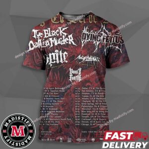 Make Them Beg For Caffeine Featuring Dying Fetus And The Black Dahlia Murder Concert Beg To Serve 2024 Tour Schedule List Date Unisex All Over Print Essentials T-Shirt